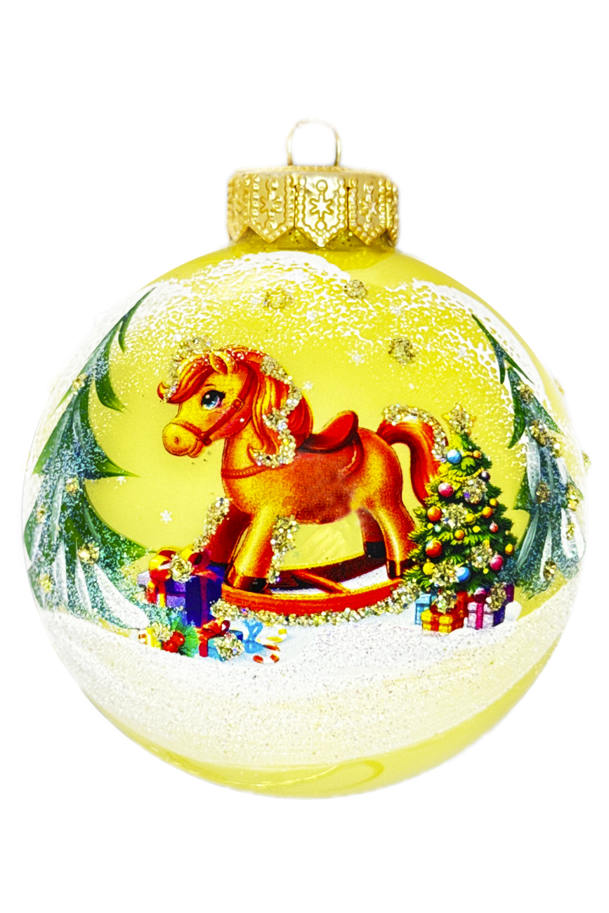 Елочный шар Лошадка качалка КУ-80-254015